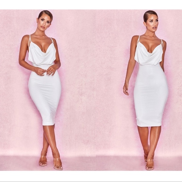 36 House of CB Samara White Midi Dress Size small - Picture 5 of 10